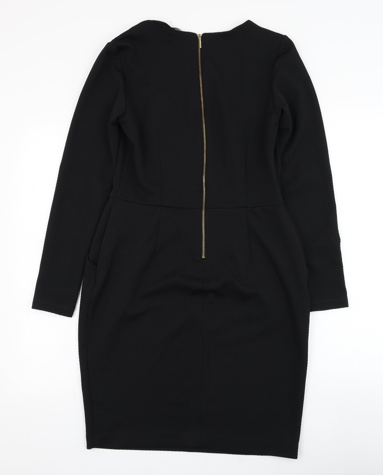 George Womens Black  Polyester Pencil Dress  Size 12  Round Neck Zip