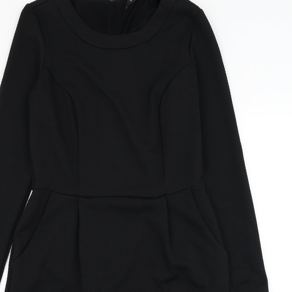George Womens Black  Polyester Pencil Dress  Size 12  Round Neck Zip