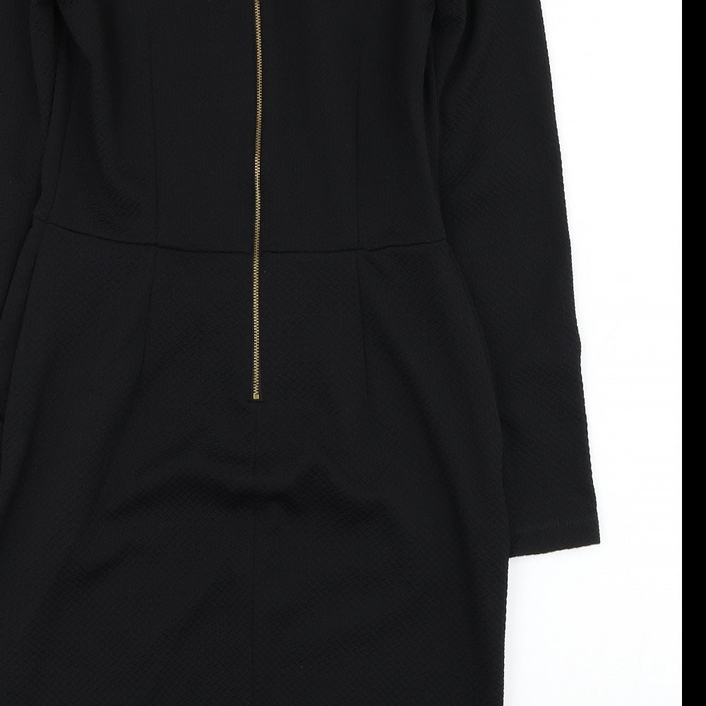 George Womens Black  Polyester Pencil Dress  Size 12  Round Neck Zip