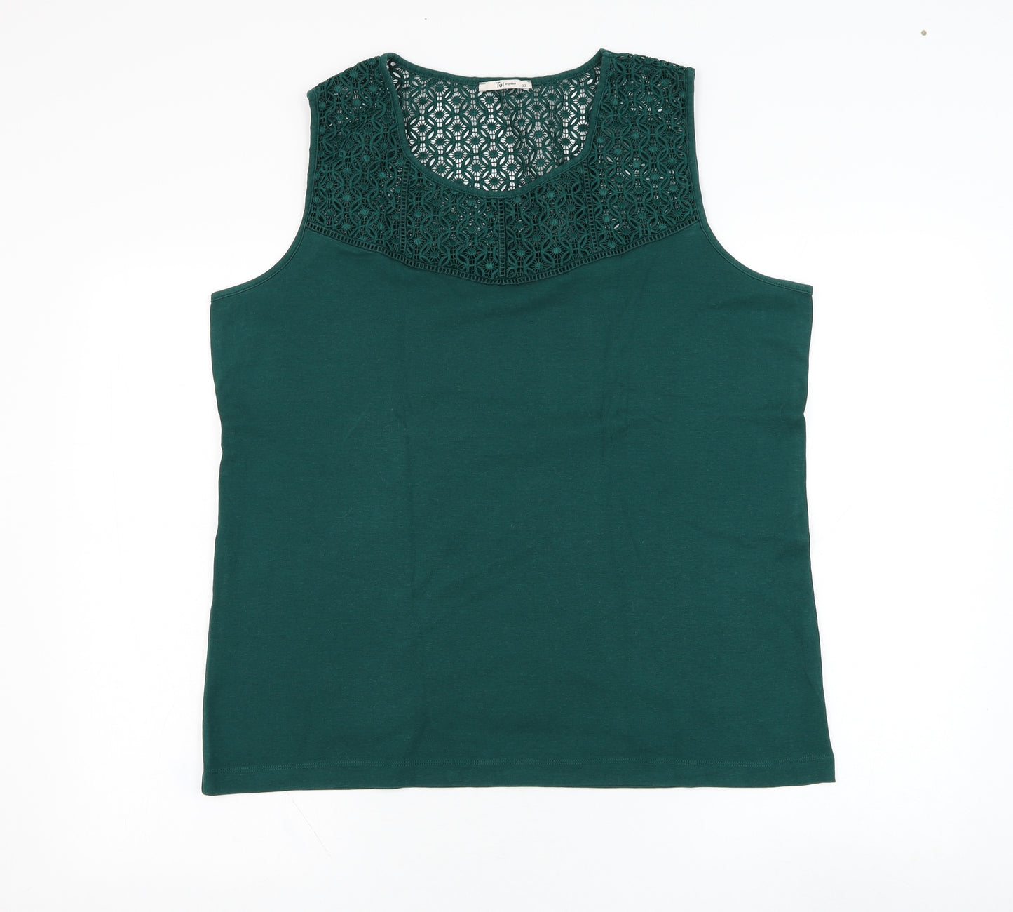 TU Womens Green  Cotton Basic Tank Size 22 Round Neck