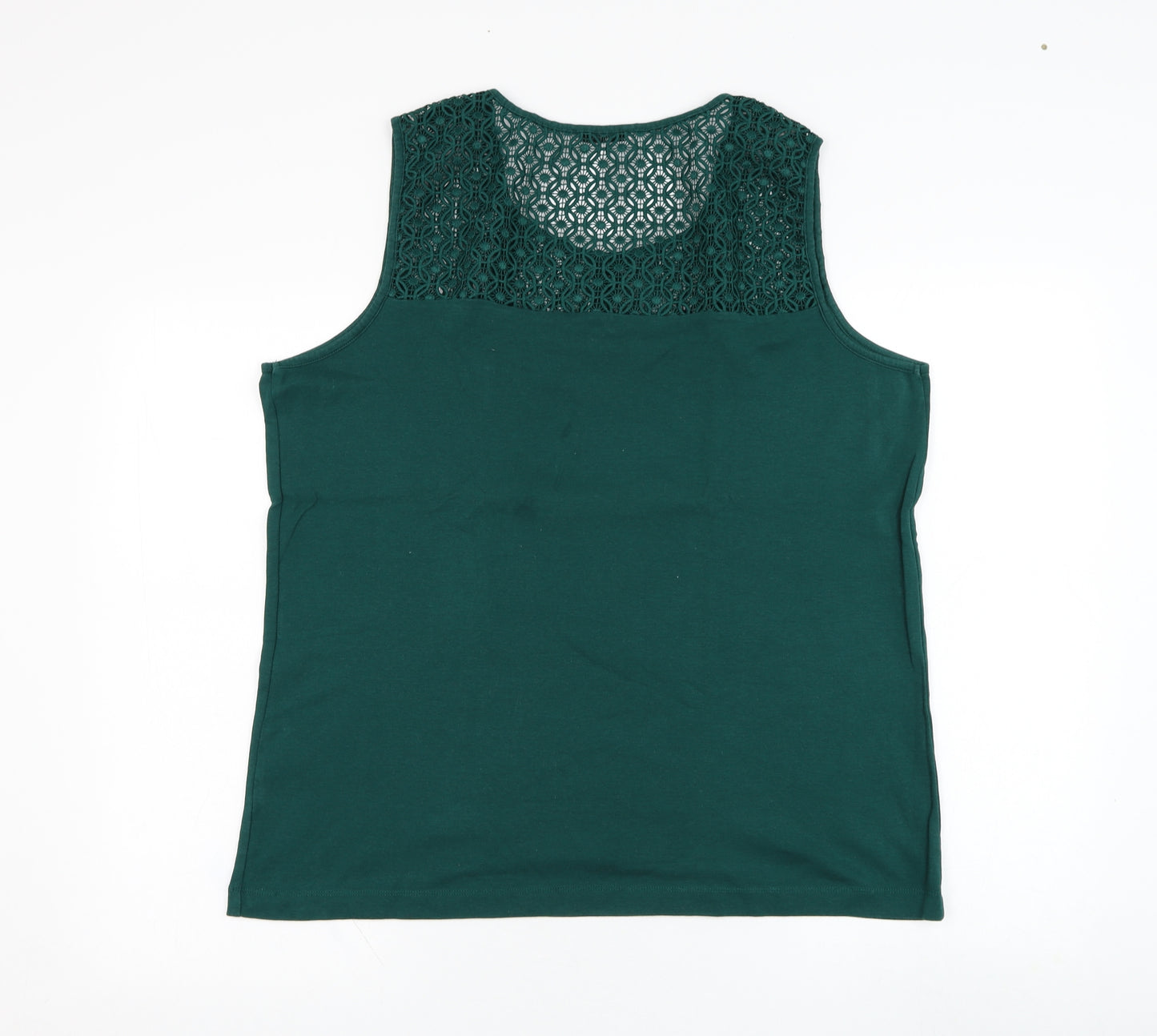 TU Womens Green  Cotton Basic Tank Size 22 Round Neck