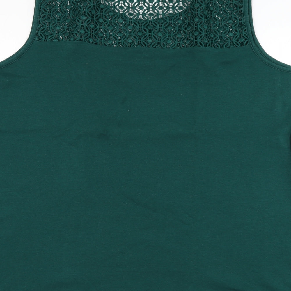 TU Womens Green  Cotton Basic Tank Size 22 Round Neck