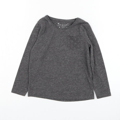 Primark Girls Grey  Polyester Basic T-Shirt Size 2-3 Years Round Neck Pullover