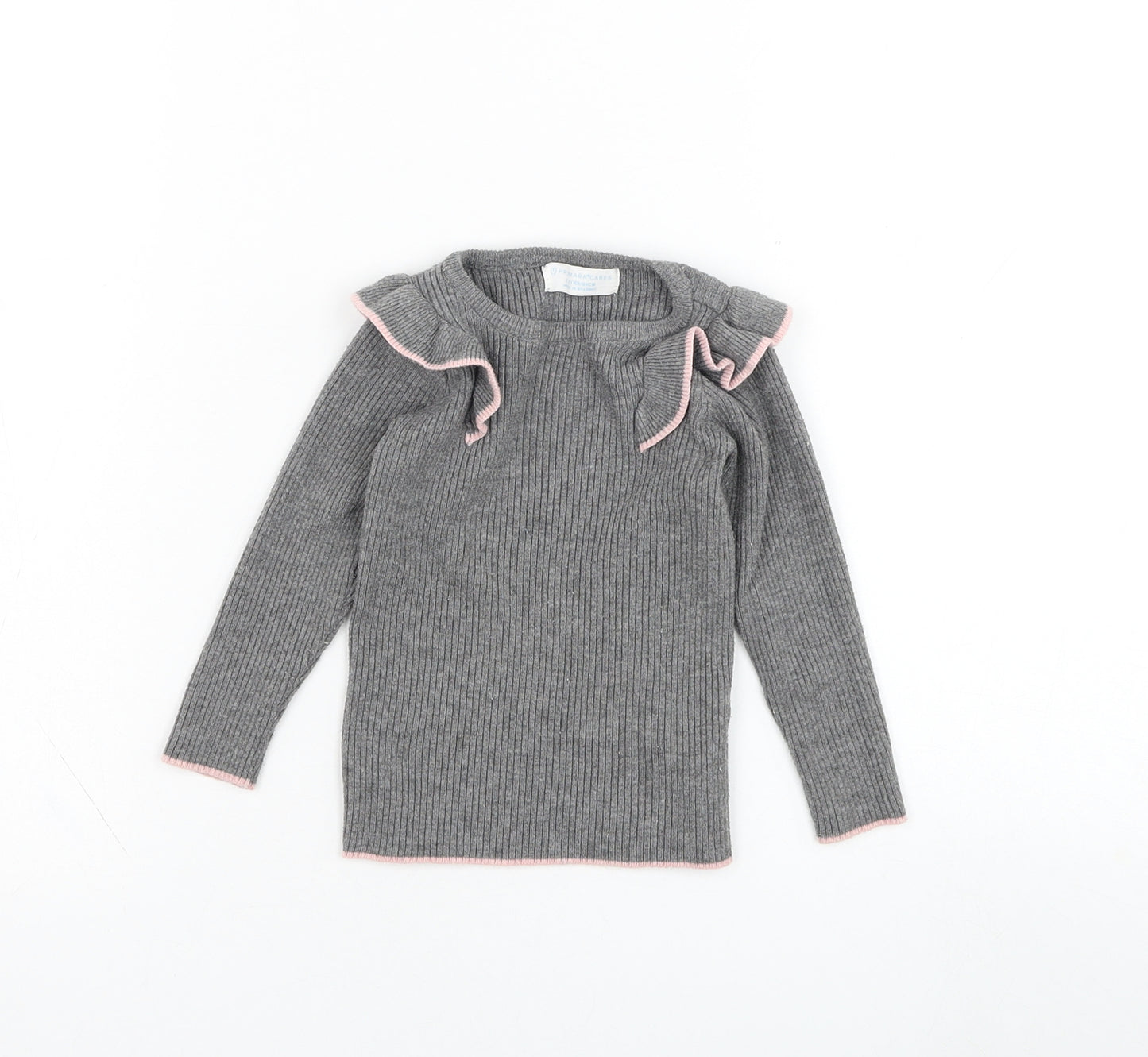 Primark Girls Grey Round Neck  Polyester Pullover Jumper Size 2-3 Years  Pullover