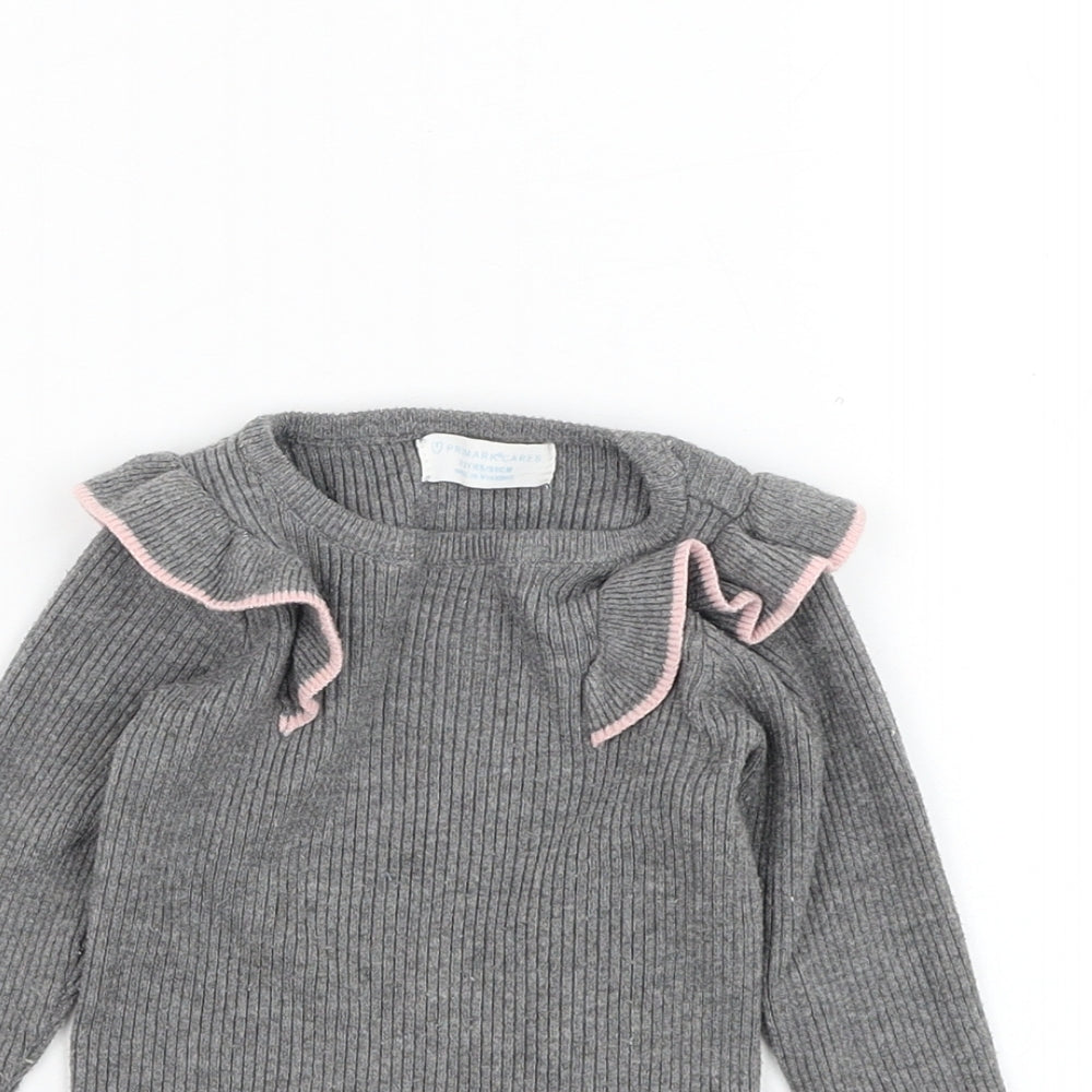 Primark Girls Grey Round Neck  Polyester Pullover Jumper Size 2-3 Years  Pullover