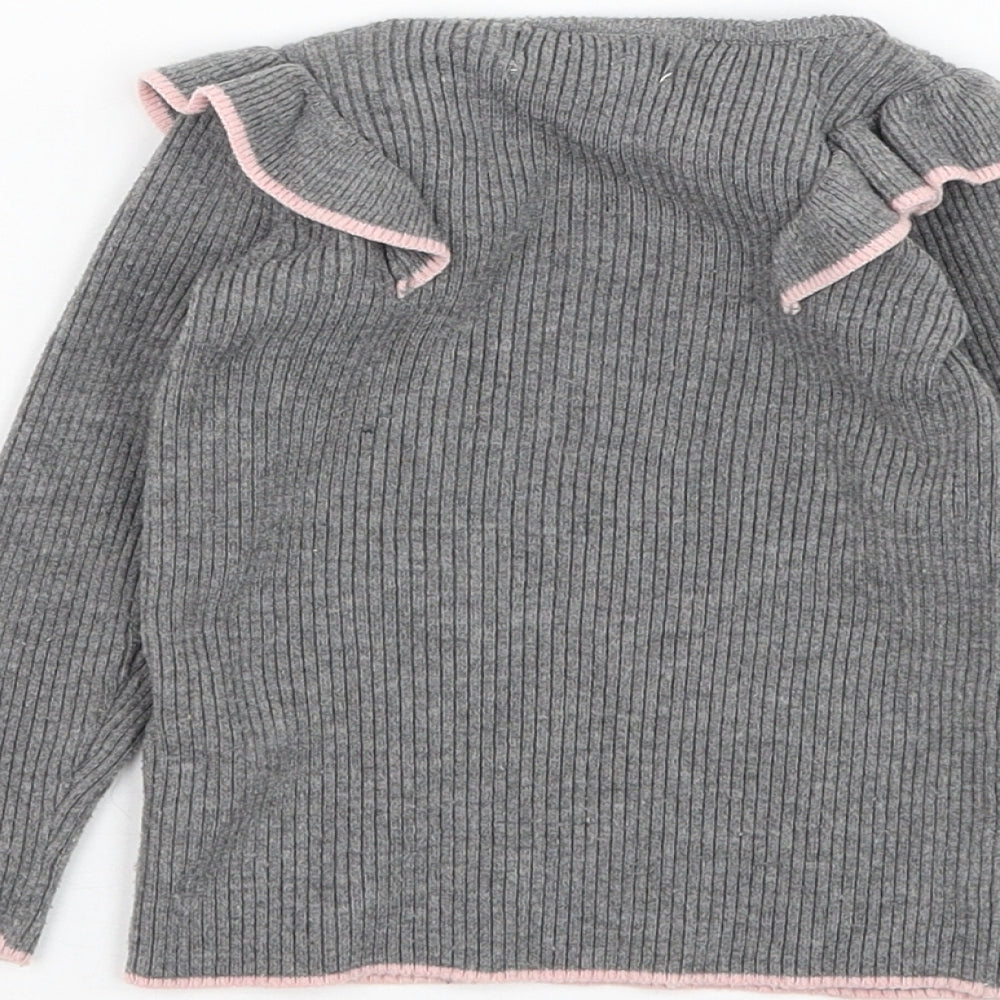 Primark Girls Grey Round Neck  Polyester Pullover Jumper Size 2-3 Years  Pullover