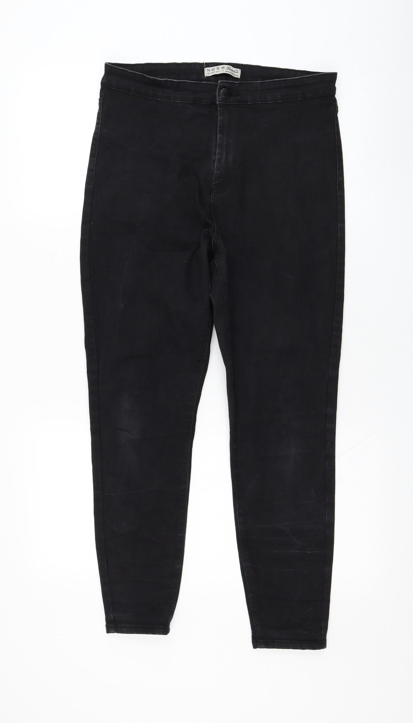 Primark Womens Black  Cotton Skinny Jeans Size 14 L26 in Regular Zip