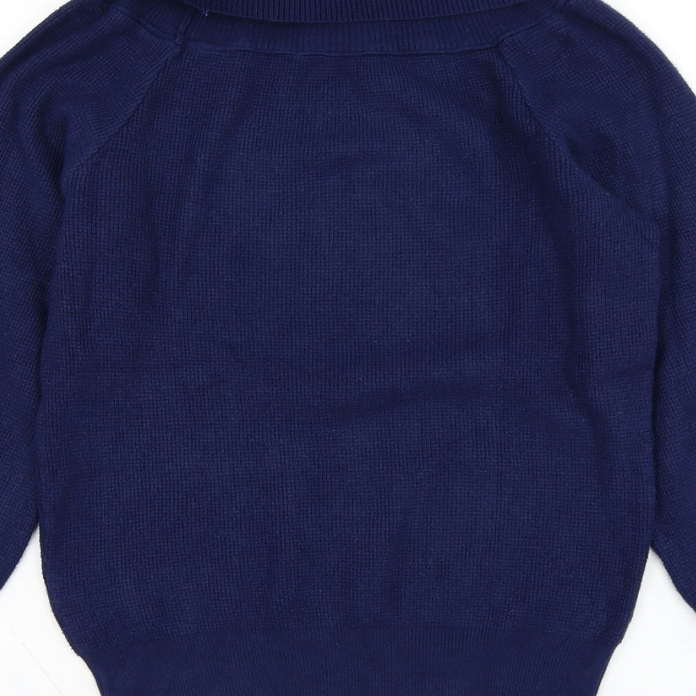 L.C.2 Womens Blue Roll Neck  Viscose Pullover Jumper Size S