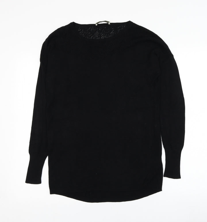 Oasis Womens Black Round Neck Viscose Pullover Jumper Size S