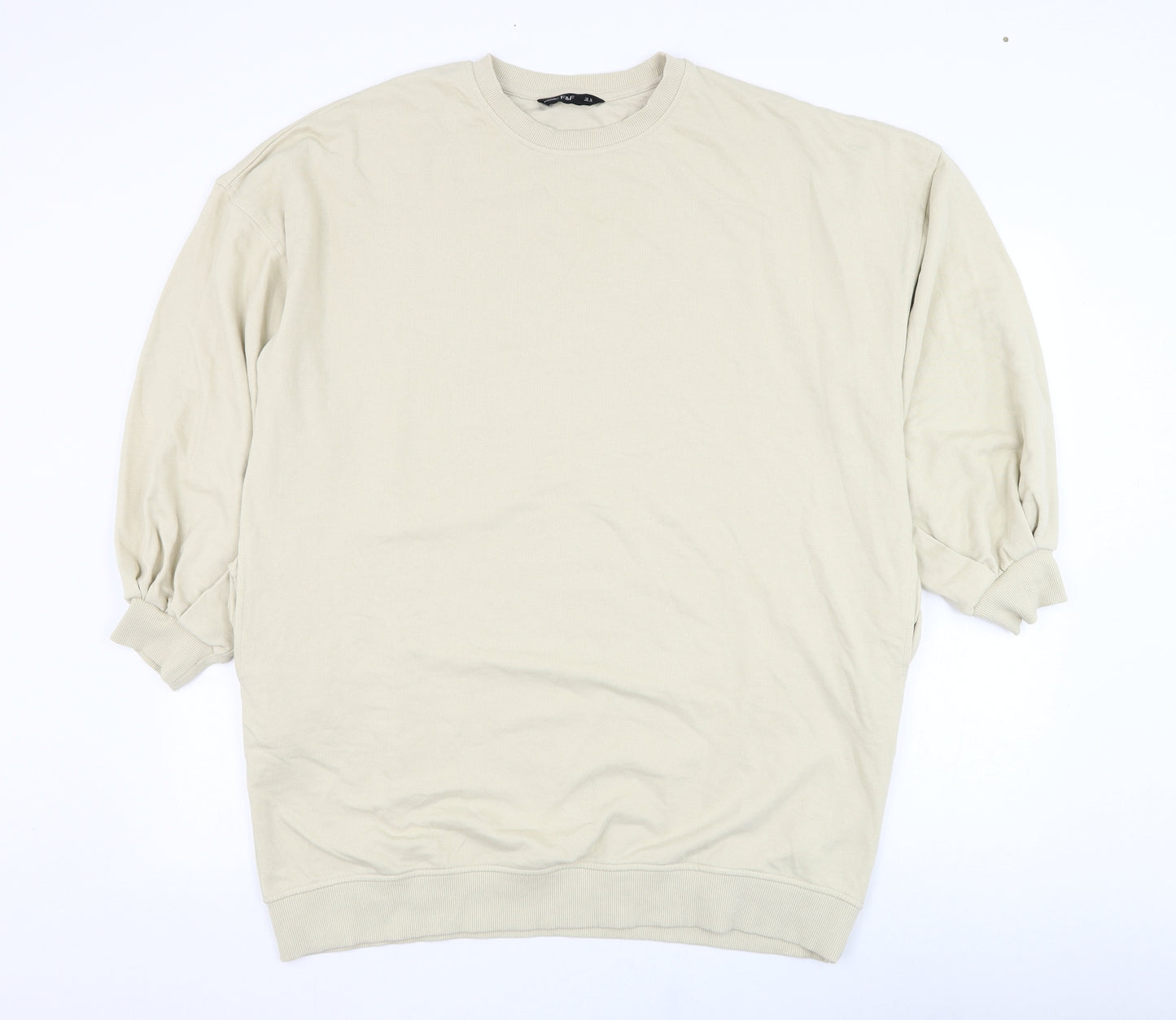 F&F Womens Beige  Cotton Pullover Sweatshirt Size 16  Pullover