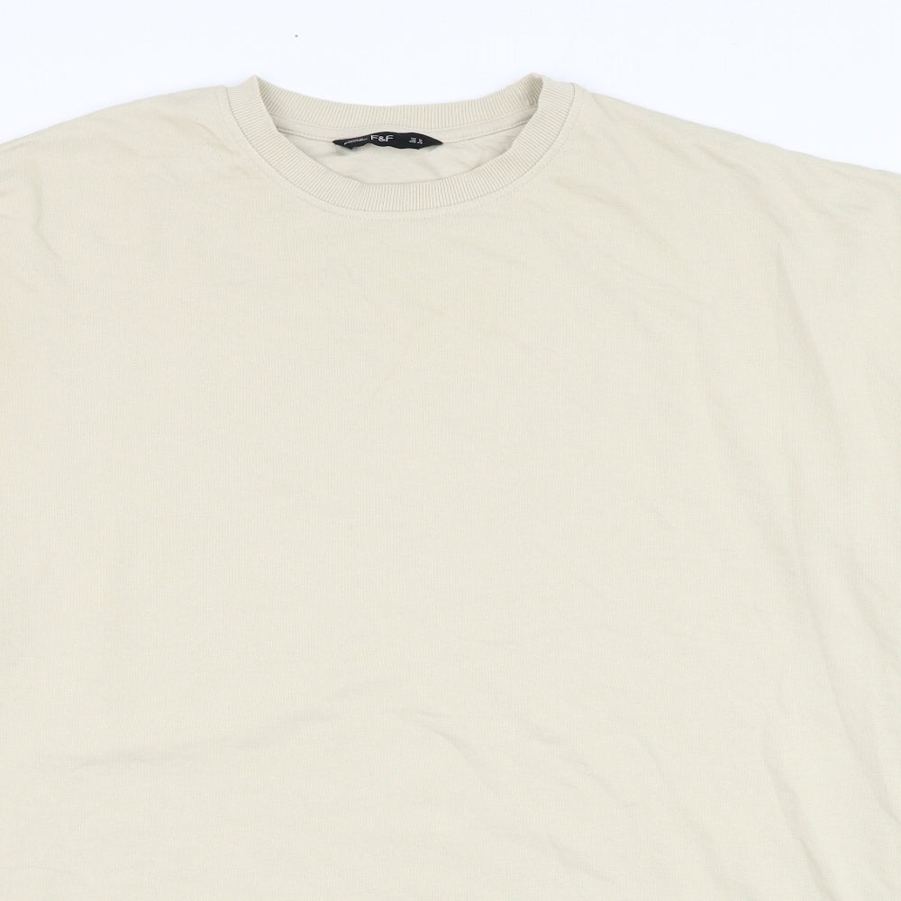 F&F Womens Beige  Cotton Pullover Sweatshirt Size 16  Pullover