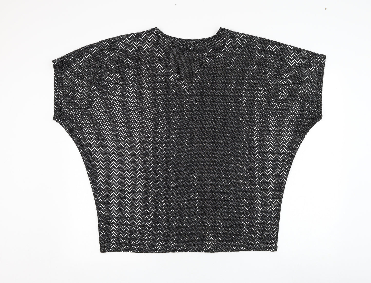 F&F Womens Black  Polyester Basic Blouse Size 16 V-Neck