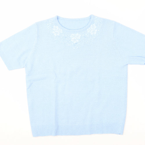 Berkertex Womens Blue  Acrylic Basic T-Shirt Size 14 Round Neck - 14/16