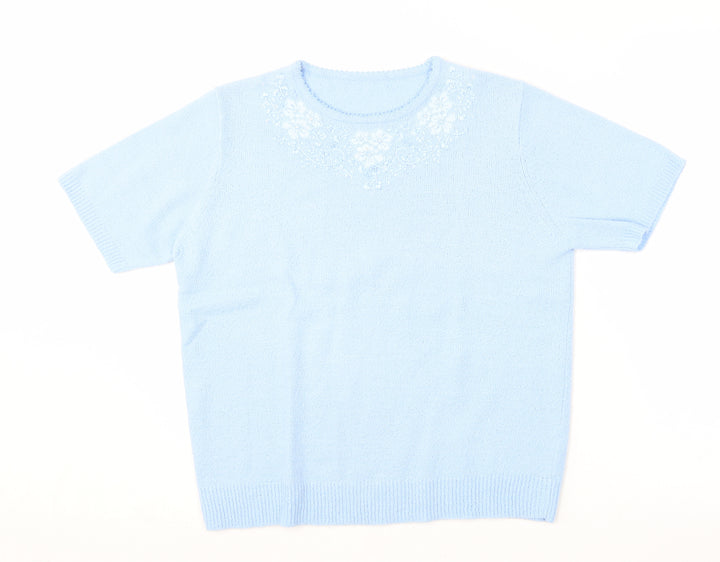 Berkertex Womens Blue  Acrylic Basic T-Shirt Size 14 Round Neck - 14/16