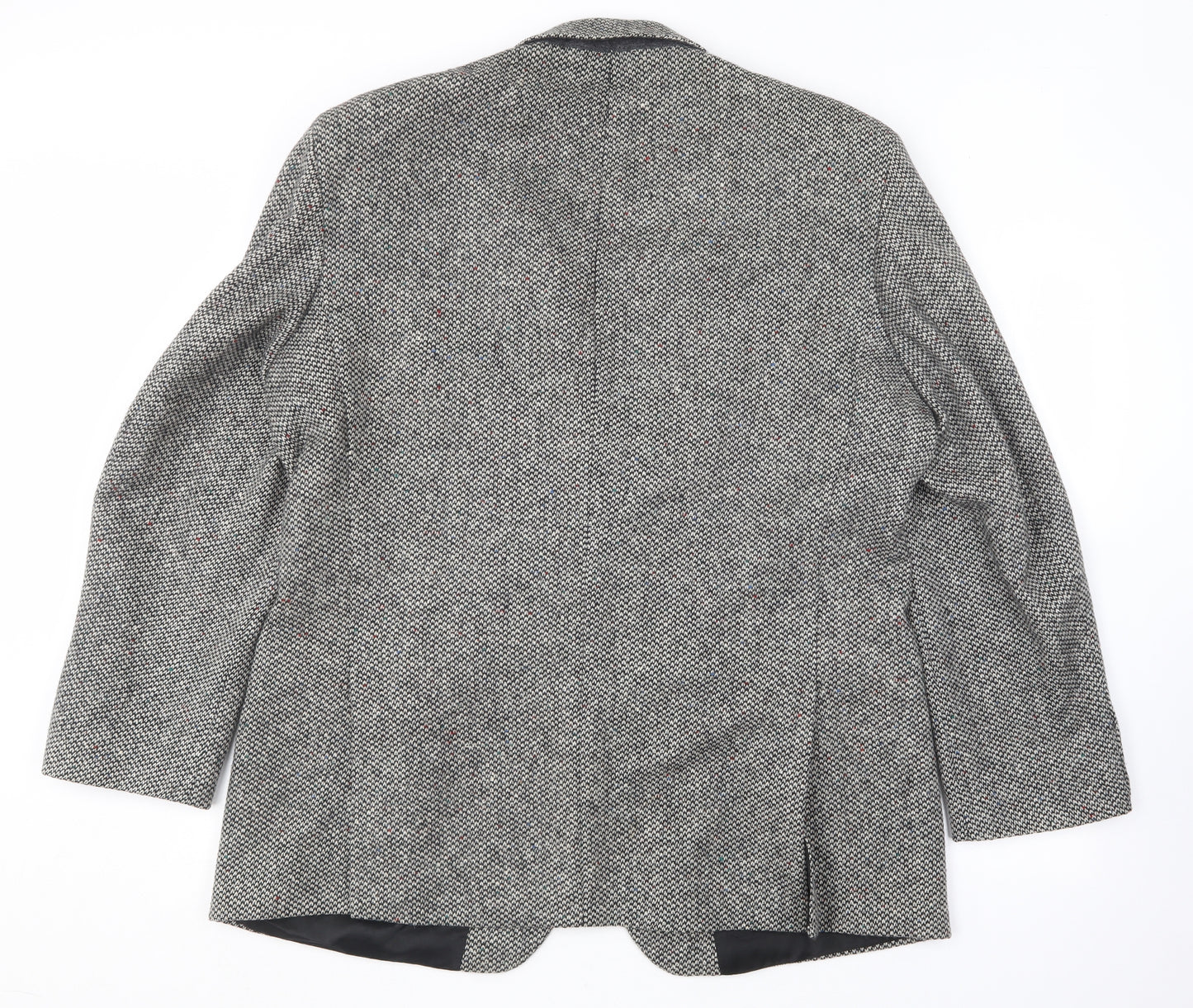 Marks and Spencer Mens Black Herringbone  Overcoat Coat Size XL