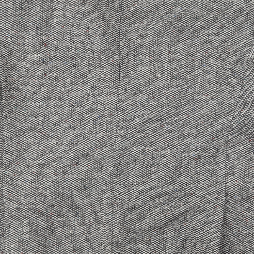 Marks and Spencer Mens Black Herringbone  Overcoat Coat Size XL