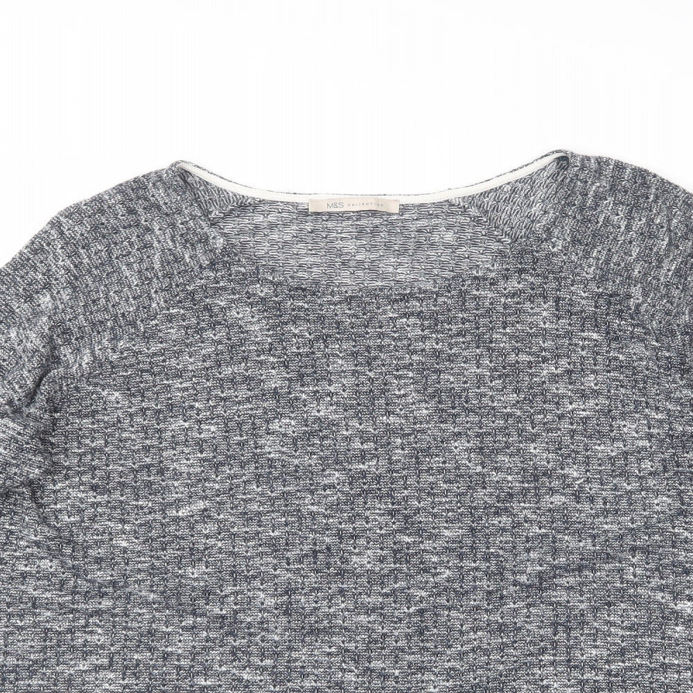 Marks and Spencer Womens Blue Round Neck  Viscose Pullover Jumper Size 16
