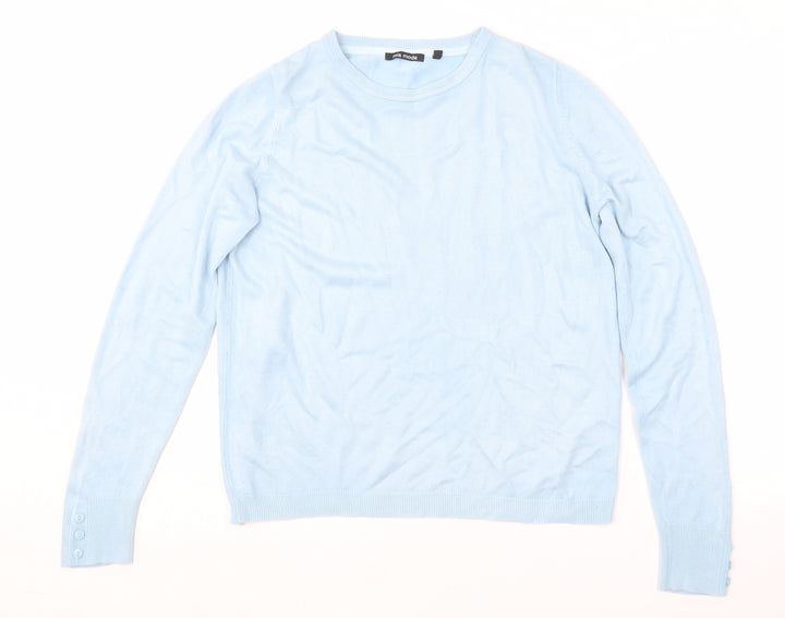 Mia Moda Womens Blue Round Neck  Acrylic Pullover Jumper Size L