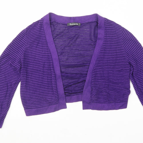 Bonmarché Womens Purple V-Neck  Viscose Cardigan Jumper Size S