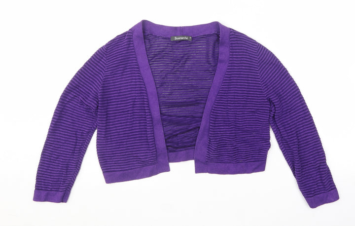 Bonmarché Womens Purple V-Neck  Viscose Cardigan Jumper Size S