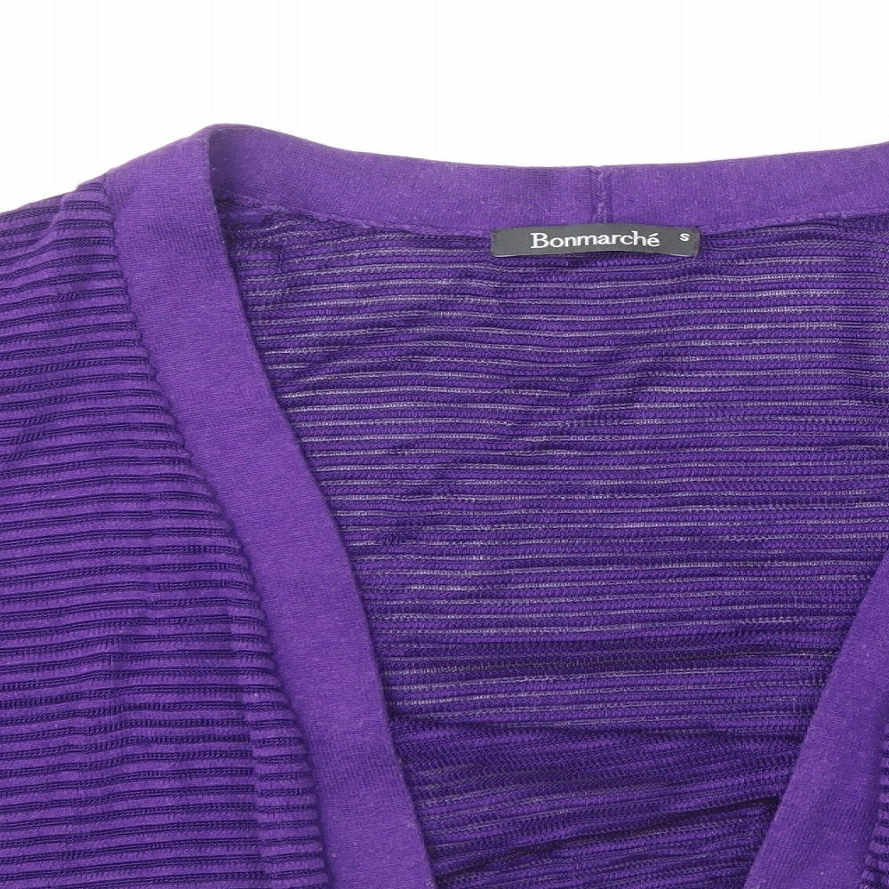 Bonmarché Womens Purple V-Neck  Viscose Cardigan Jumper Size S