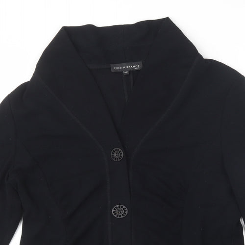 EVELIN BRANDT Womens Black V-Neck  Viscose Cardigan Jumper Size S
