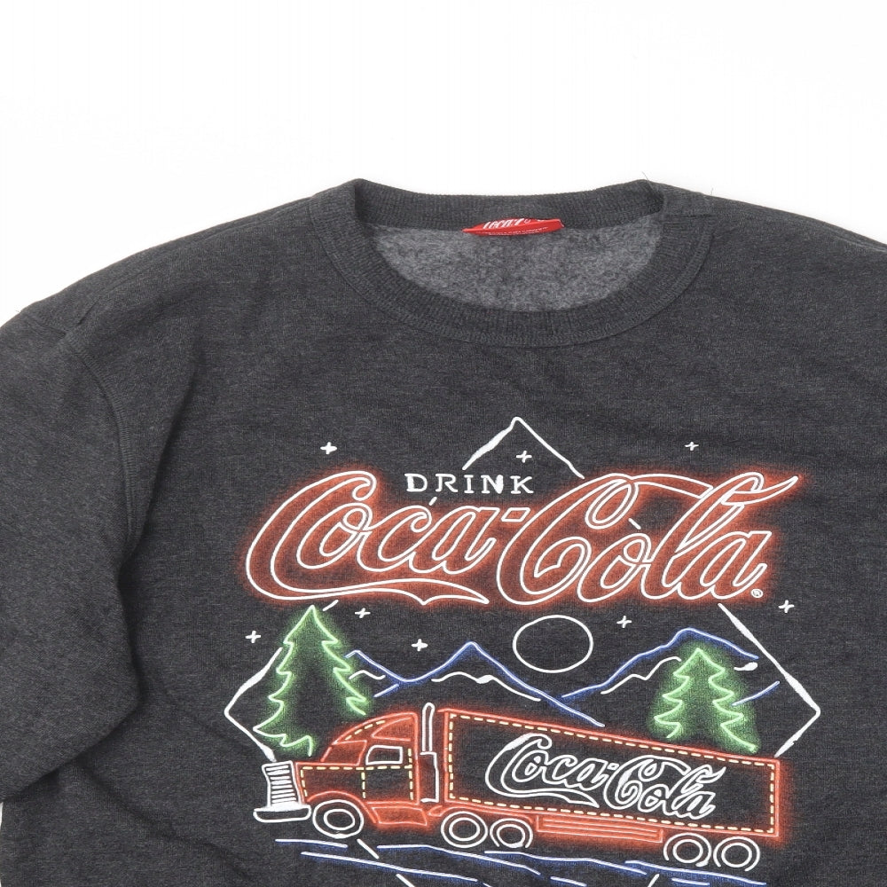 Primark Mens Grey Round Neck  Cotton Pullover Jumper Size L   - Coca Cola christmas