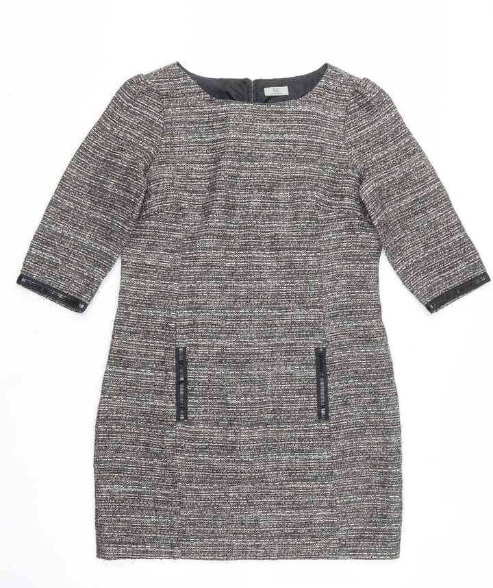F&F Womens Black Polyester Shift Size 14 Round Neck