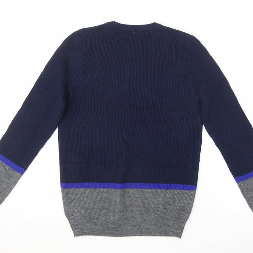 Marks and Spencer Mens Blue Round Neck  Polyester Pullover Jumper Size S