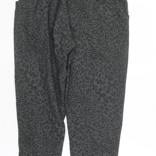 Preworn Womens Green Animal Print Nylon Chino Trousers Size 10 L25 in Regular