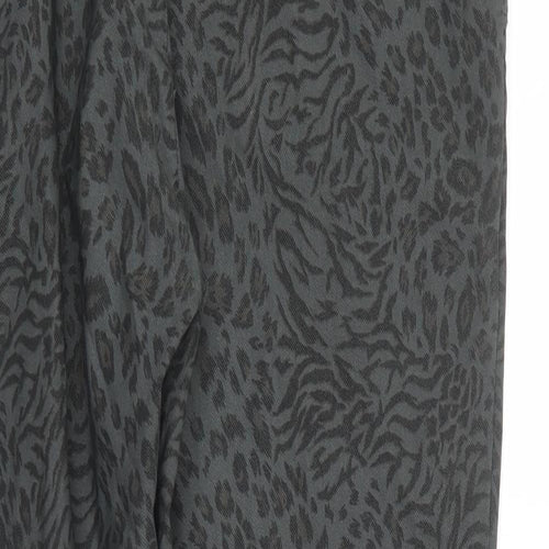 Preworn Womens Green Animal Print Nylon Chino Trousers Size 10 L25 in Regular
