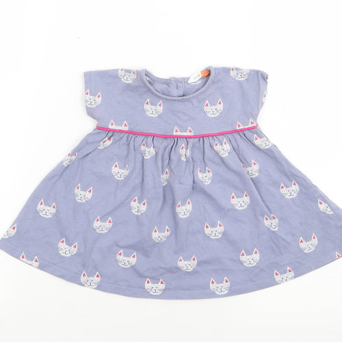 John Lewis Girls Purple Geometric 100% Cotton A-Line  Size 3-6 Months  Crew Neck Pullover - Cat