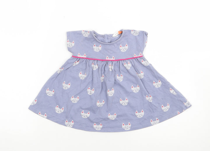 John Lewis Girls Purple Geometric 100% Cotton A-Line Size 3-6 Months Crew Neck Pullover - Cat