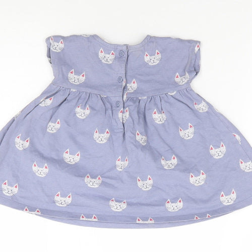 John Lewis Girls Purple Geometric 100% Cotton A-Line  Size 3-6 Months  Crew Neck Pullover - Cat