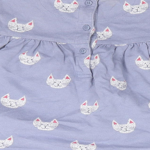 John Lewis Girls Purple Geometric 100% Cotton A-Line  Size 3-6 Months  Crew Neck Pullover - Cat