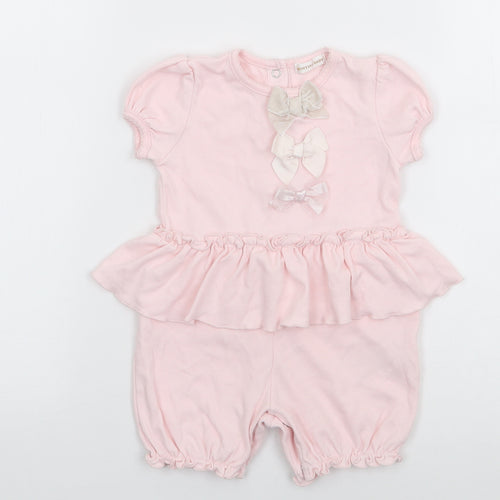 Martini Baby Girls Pink  100% Cotton Babygrow One-Piece Size 6-9 Months  Snap