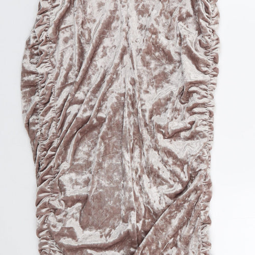 Topshop Womens Beige  Polyester Straight & Pencil Skirt Size 8   Zip