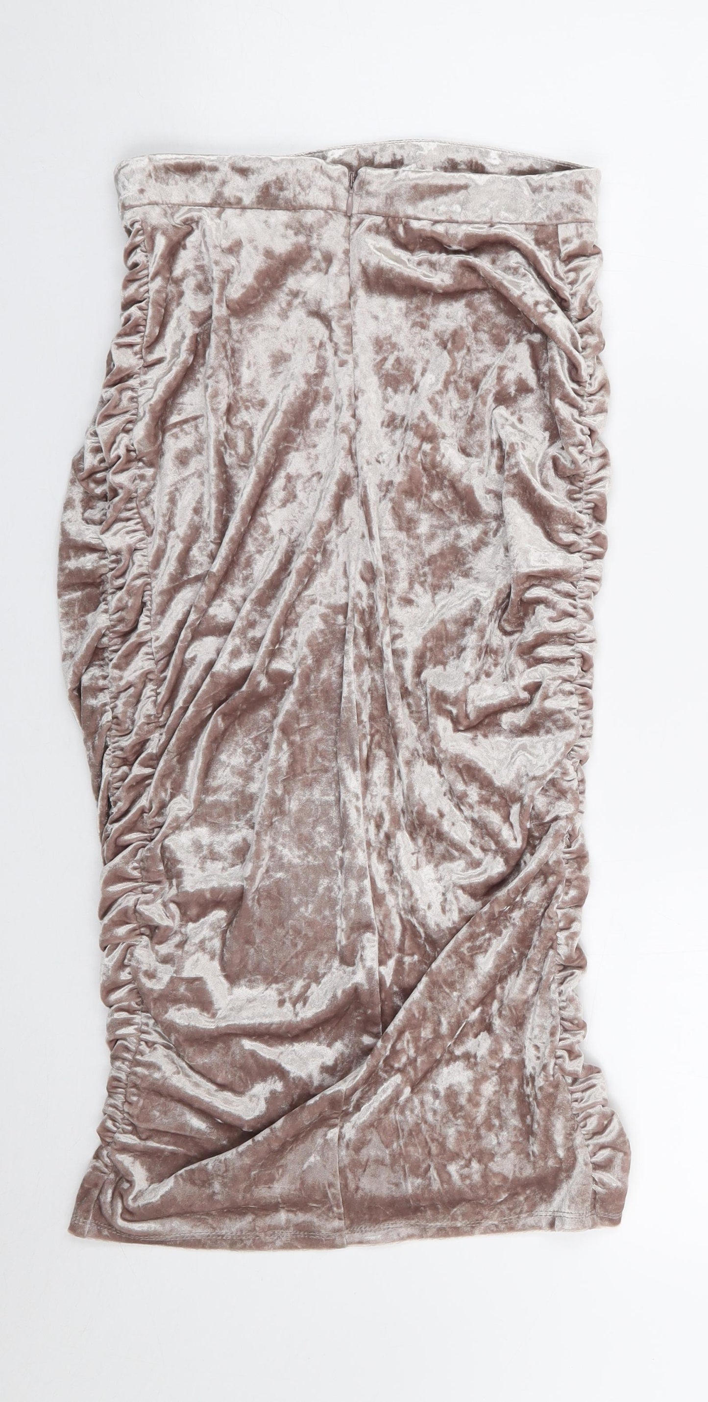 Topshop Womens Beige  Polyester Straight & Pencil Skirt Size 8   Zip