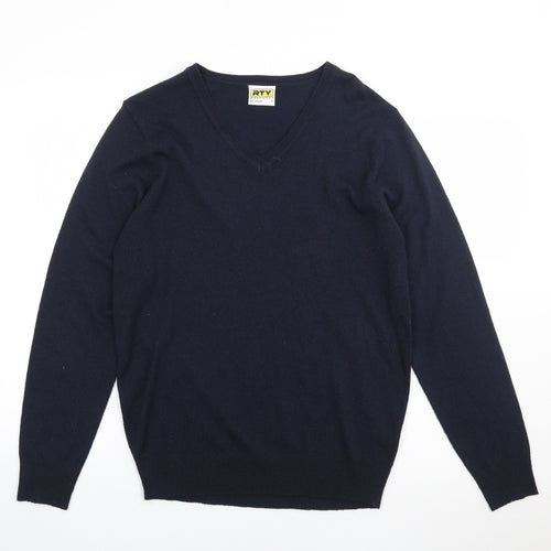 RTY Mens Blue V-Neck  Acrylic Pullover Jumper Size S   - Workwear