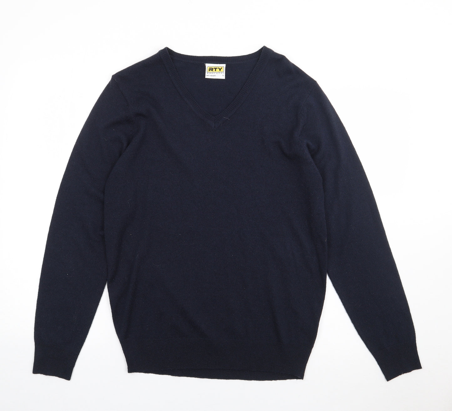 RTY Mens Blue V-Neck  Acrylic Pullover Jumper Size S   - Workwear
