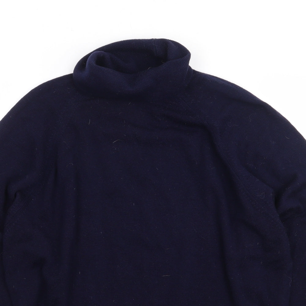 Classics  Womens Blue Roll Neck  Wool Pullover Jumper Size 18