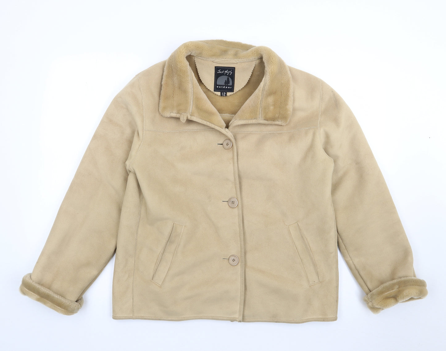 Jack Murphy Womens Beige   Jacket Coat Size 12  Button