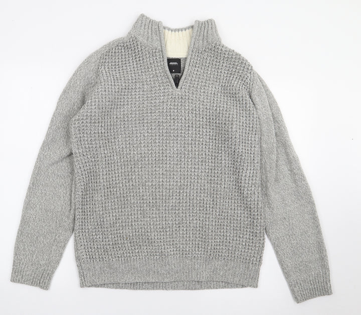 Burton Mens Grey High Neck Acrylic Pullover Jumper Size M