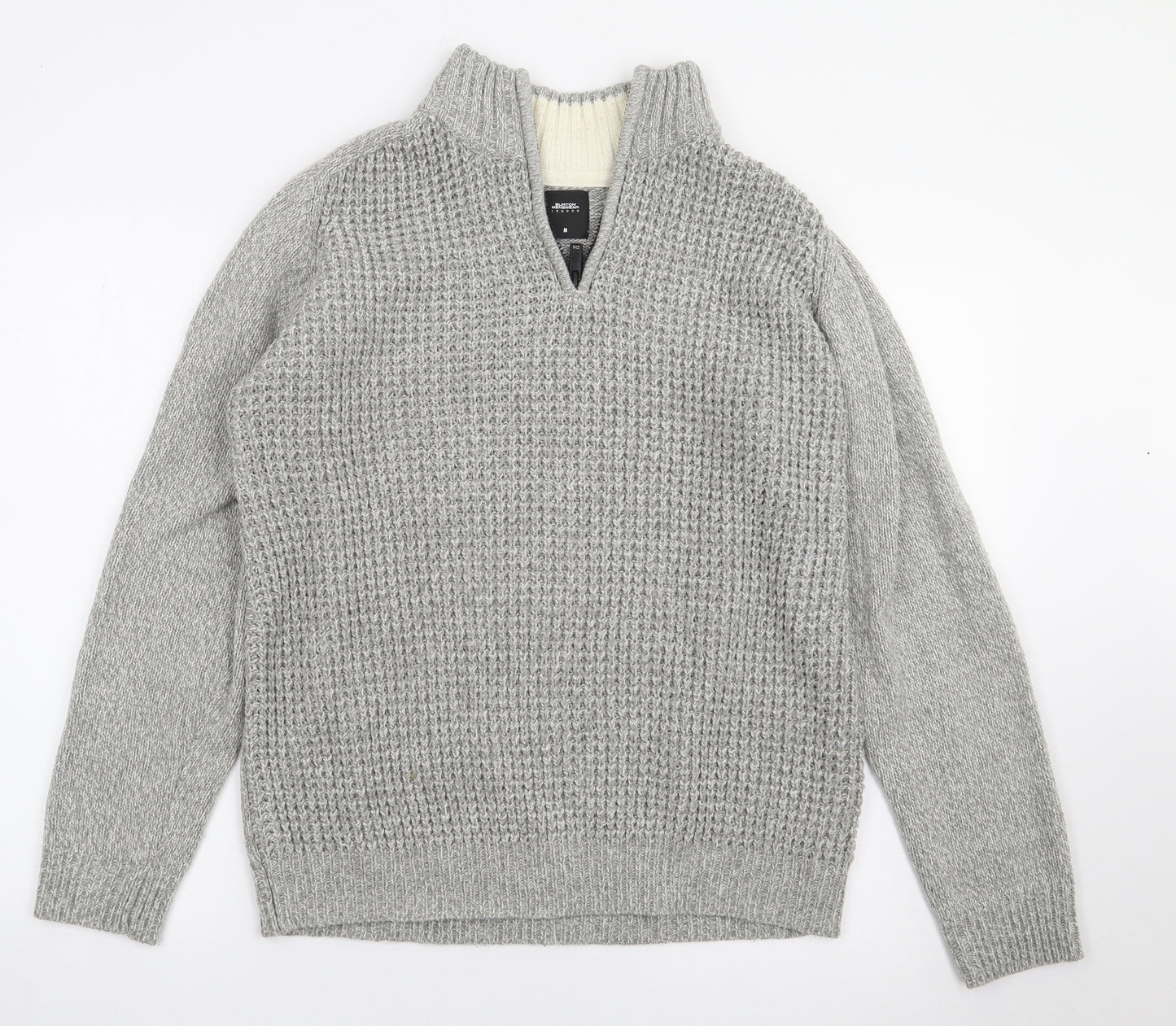Burton Mens Grey High Neck  Acrylic Pullover Jumper Size M