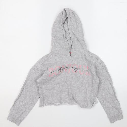 Matalan Girls Grey  Cotton Pullover Hoodie Size 9 Years   - Stay Sassy
