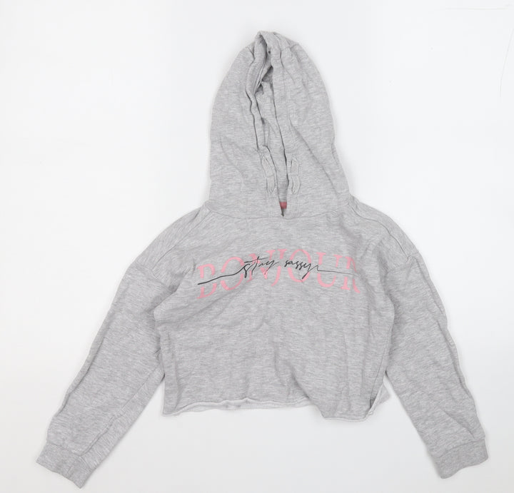 Matalan Girls Grey  Cotton Pullover Hoodie Size 9 Years   - Stay Sassy