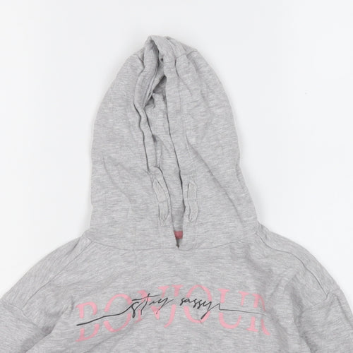 Matalan Girls Grey  Cotton Pullover Hoodie Size 9 Years   - Stay Sassy