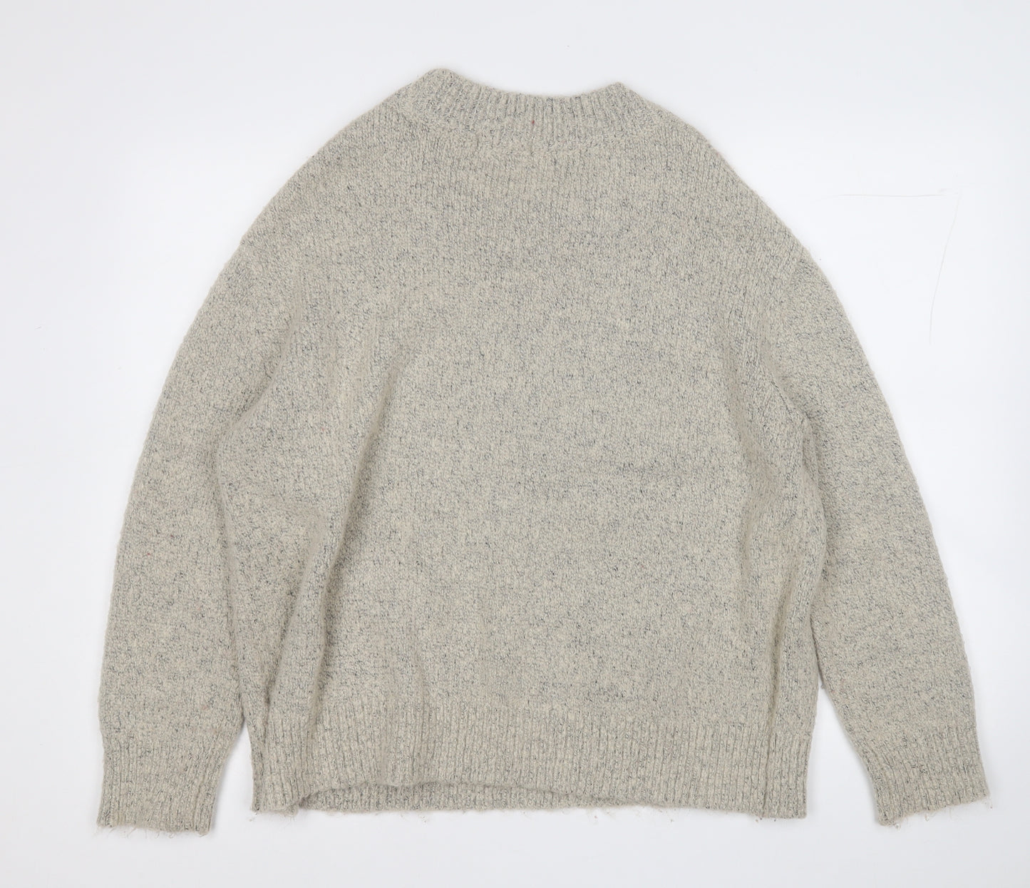 TU Womens Beige Mock Neck  Acrylic Pullover Jumper Size 14