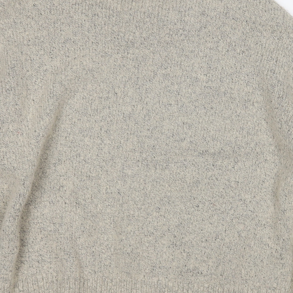 TU Womens Beige Mock Neck  Acrylic Pullover Jumper Size 14