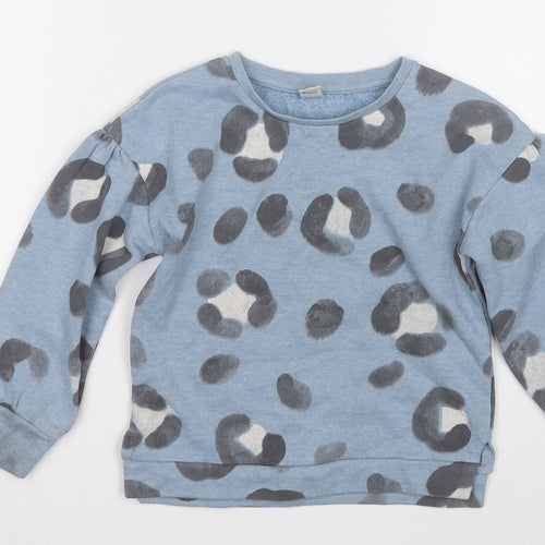 TU Girls Blue Geometric Cotton Pullover Sweatshirt Size 3 Years